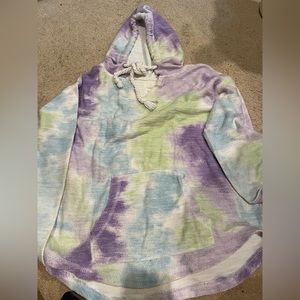 great beach cover-up, green, purple, blue and white